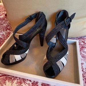 Stuart Weitzman Peep toe, Braided Dyed Raffia, Pumps, 7.5